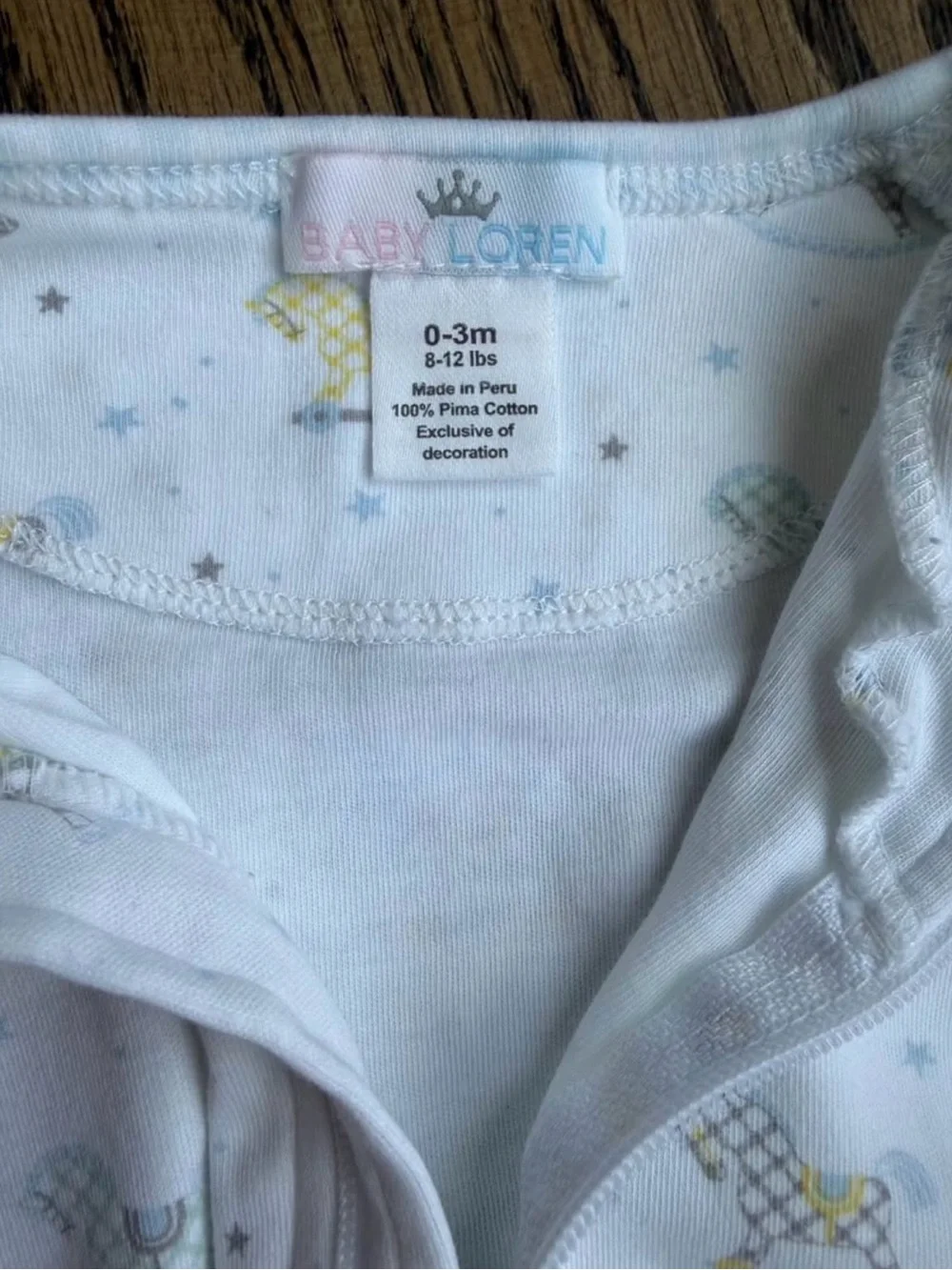 Baby Loren Rocking Horse Pima Footie - White with Pastel Accents
